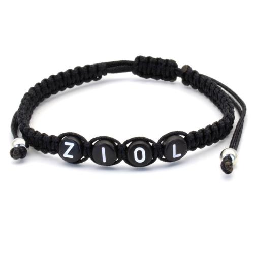 Mode Wachsschnur Armbänder, Acryl, mit Wachsschnur, unisex, schwarz, Länge ca. 16-30 cm, verkauft von PC