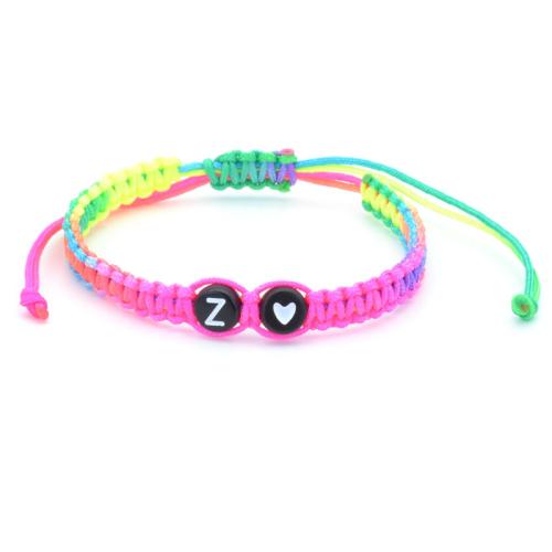 Fashion Create Wax Cord Bracelets Acrylic with Wax Cord letters are from A to Z & Unisex multi-colored Length Approx 16-32 cm Sold By PC