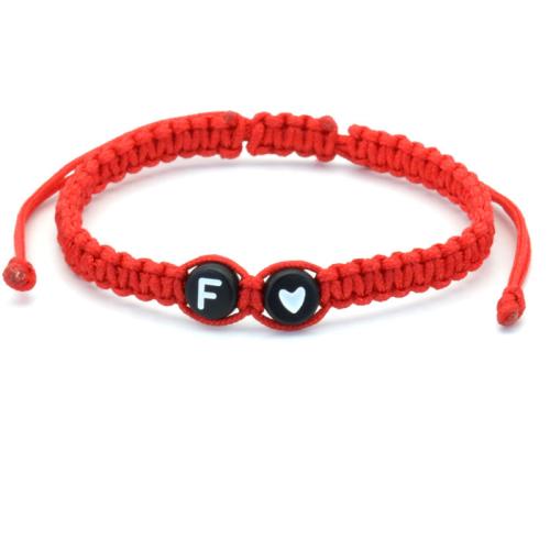 Fashion Create Wax Cord Bracelets Acrylic with Wax Cord letters are from A to Z & Unisex black and red Length Approx 16-30 cm Sold By PC