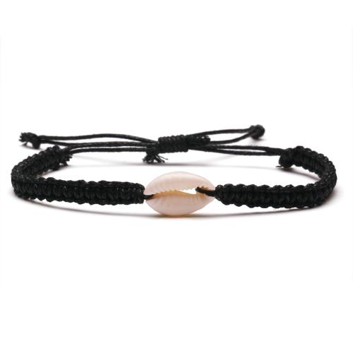 Trendy Wax cord armbanden, Schelp, met Wax, uniseks, meer kleuren voor de keuze, Lengte Ca 16 cm, Verkocht door PC