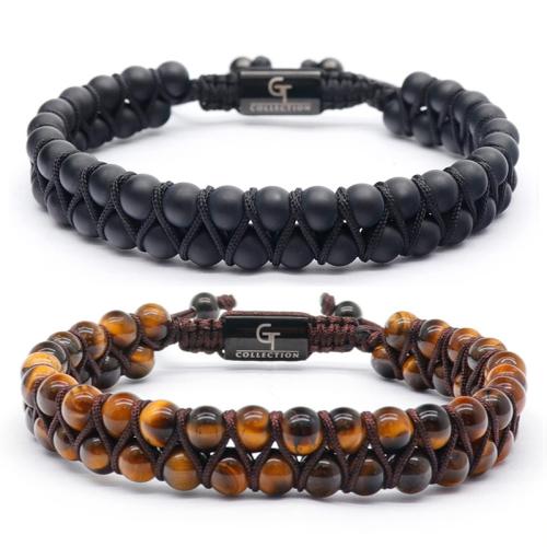 Gemstone Bracelets 304 Stainless Steel Round Vacuum Ion Plating Double Layer & Unisex Sold By PC