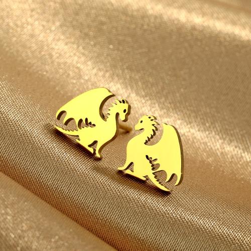 Stainless Steel Stud Earrings 304 Stainless Steel Dragon Vacuum Ion Plating Unisex Sold By Pair