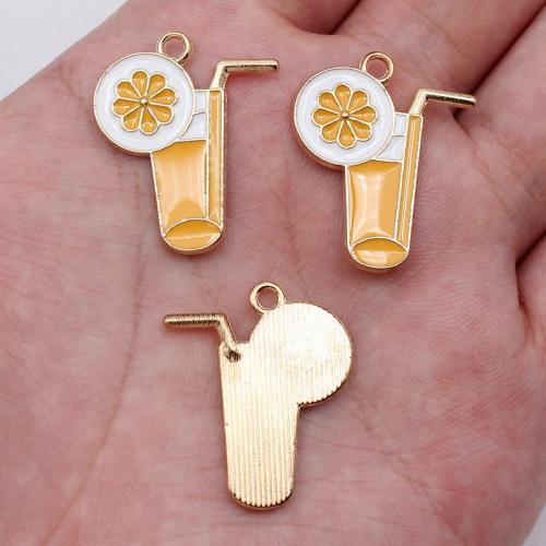 Zinc Alloy Enamel Pendants Lemon gold color plated DIY mixed colors Sold By PC