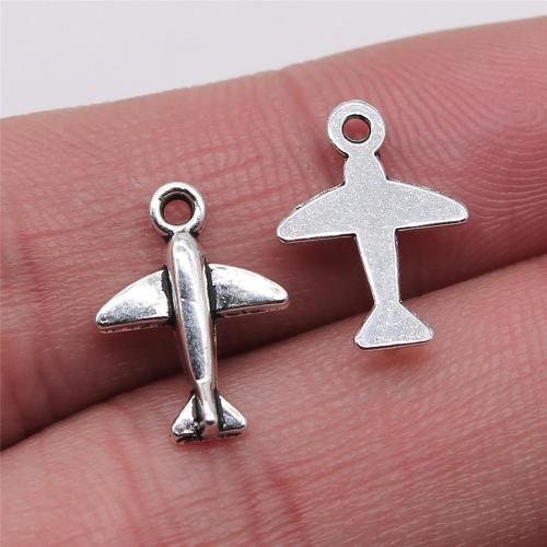 Køretøj Shaped Zinc Alloy Pendler, Airplane, antik sølv farve forgyldt, du kan DIY, 11x15mm, Solgt af PC