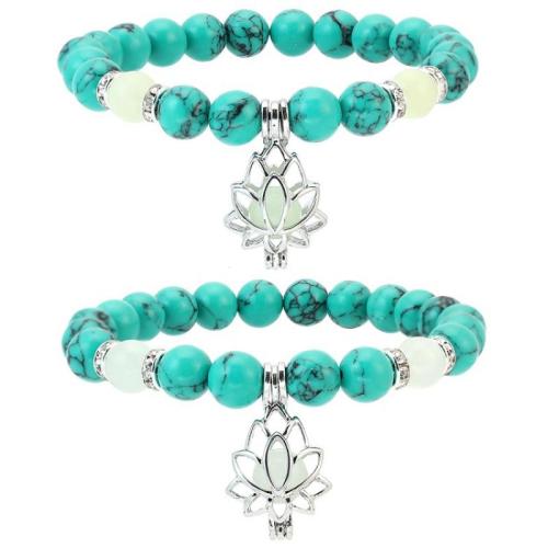 Edelstein Armband, mit Zinklegierung, Lotus, unisex & verschiedene Stile für Wahl & glänzend, Länge ca. 7.27 ZollInch, verkauft von PC