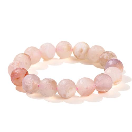 Agate aux fleurs de cerisier blanc bracelet, Rond, fait à la main, normes différentes pour le choix & pour femme, Longueur Environ 6-8 pouce, Vendu par PC