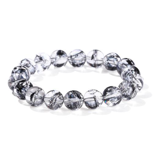 Quartz Bracelet Round handmade & for woman & crackle black Length Approx 6-8 Inch Sold By PC