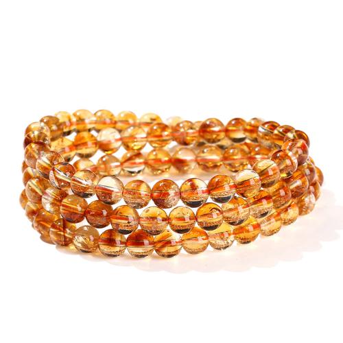 perles de citrine bracelet, Rond, fait à la main, multicouche & pour femme, plus de couleurs à choisir, beads length 6mm, Longueur Environ 6-8 pouce, Vendu par PC