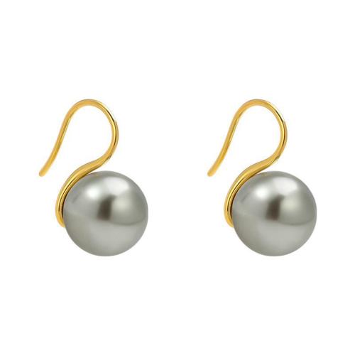 Zinek Náušnice, s Shell Pearl, módní šperky & pro ženy, více barev na výběr, 18x10mm, Prodáno By Pair