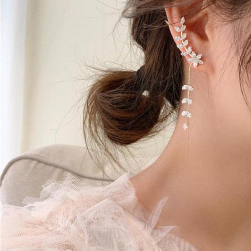 Fashion Earring Cuff and Wraps Zinc Alloy fashion jewelry & micro pave cubic zirconia & for woman golden 85mm Sold By PC