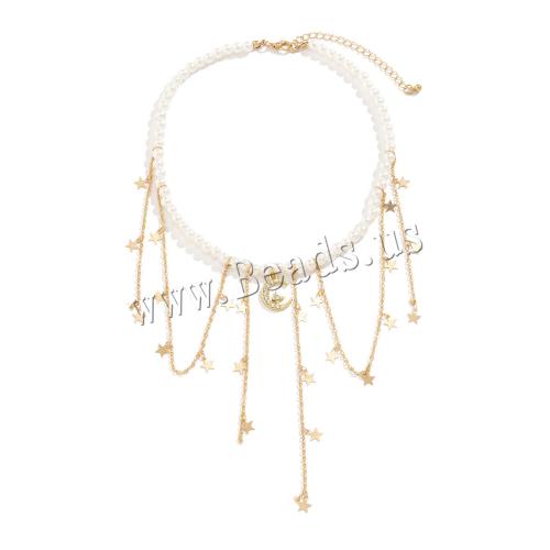 Kunststof parel ketting, Plastic Pearl, met messing ketting, met 7cm extender keten, mode sieraden & voor vrouw & met strass, Lengte Ca 35 cm, Verkocht door PC