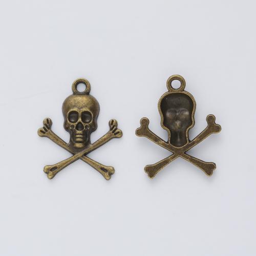 Sinc Alloy Skull Pendants, Blaosc, DIY, dathanna níos mó le haghaidh rogha, 24.50x19.50x3mm, Díolta De réir PC