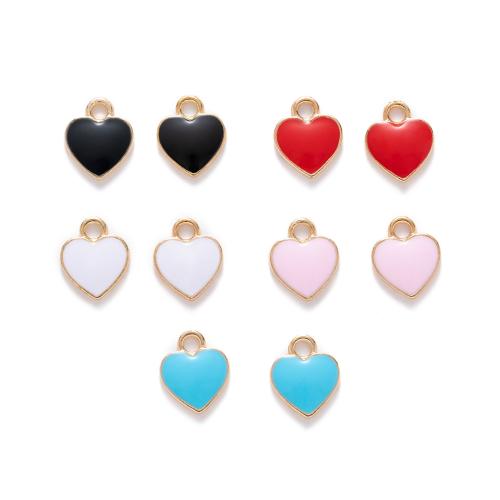 Zinc Alloy émail Pendants, alliage de zinc, coeur, DIY & normes différentes pour le choix, plus de couleurs à choisir, 14x22mm, 10PC/sac, Vendu par sac