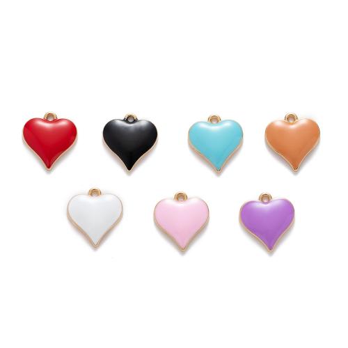 Zink legering emalje vedhæng, Zinc Alloy, Heart, du kan DIY, flere farver til valg, 15.91x17.30mm, 10pc'er/Bag, Solgt af Bag