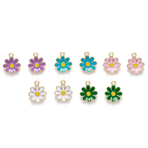 Zinc Alloy émail Pendants, alliage de zinc, fleur, DIY, plus de couleurs à choisir, 15.17x18.53mm, 10PC/sac, Vendu par sac