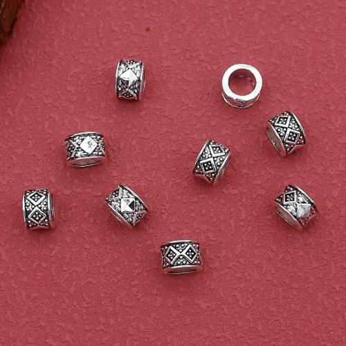 سبائك الزنك كبيرة حبة حفرة, لون الفضة مطلي, ديي, النيكل والرصاص والكادميوم الحرة, 7x5mm, حفرة:تقريبا 4.5mm, تقريبا 200أجهزة الكمبيوتر/حقيبة, تباع بواسطة حقيبة