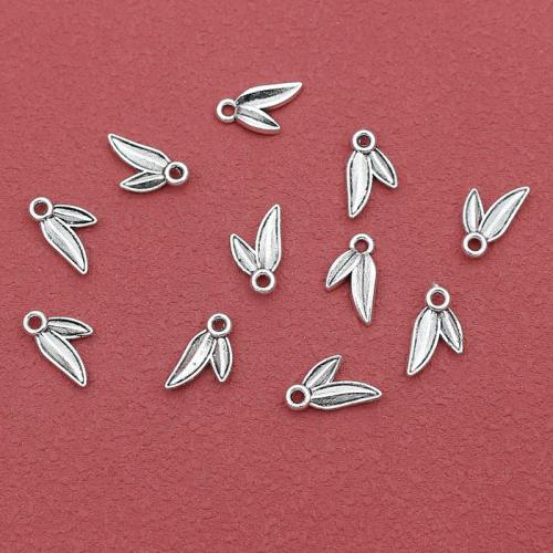 Zinklegering Leaf Hangers, Zinc Alloy, Blad, silver plated, DIY, nikkel, lood en cadmium vrij, 6.50x7mm, Gat:Ca 1.5mm, Ca 200pC's/Bag, Verkocht door Bag