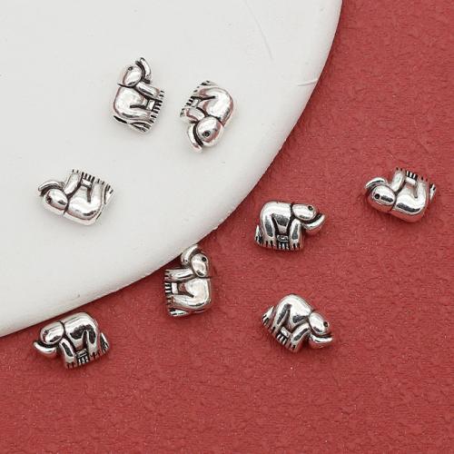 Zinklegierung Zwischenperlen, Elephant, silberfarben plattiert, DIY, frei von Nickel, Blei & Kadmium, 10x6mm, Bohrung:ca. 2mm, ca. 200PCs/Tasche, verkauft von Tasche