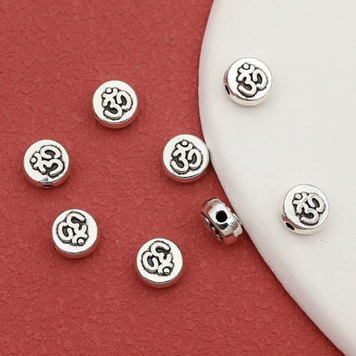 Zinc Alloy Spacer perler, Flad Rund, sølvfarvet forgyldt, du kan DIY, nikkel, bly & cadmium fri, 8x4mm, Hole:Ca. 1.5mm, Ca. 200pc'er/Bag, Solgt af Bag