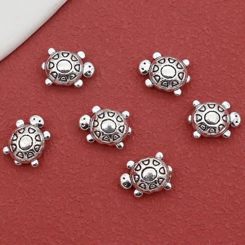 Abalorios Separador de Aleación de Zinc, Tortuga, chapado en color de plata, Bricolaje, libre de níquel, plomo & cadmio, 13x9x5mm, agujero:aproximado 1.5mm, aproximado 200PCs/Bolsa, Vendido por Bolsa