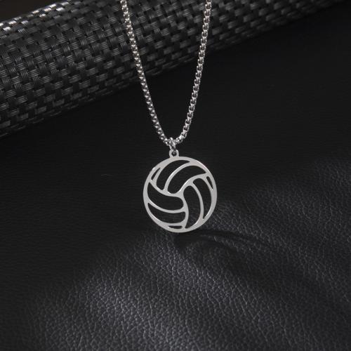 Collier de bijoux en acier inoxydable, Acier inoxydable 304, Volley-ball, bijoux de mode & unisexe, couleur originale, 28mm, Longueur Environ 60 cm, Vendu par PC