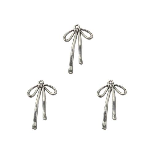 Zink Alloy Bowknot Hängen, antik silver pläterad, DIY, nickel, bly och kadmium gratis, 19x32mm, Ca 100PC/Bag, Säljs av Bag