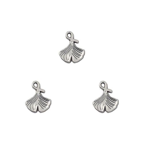 Zinklegierung Blatt Anhänger, Ginkgo-Blatt, antik silberfarben plattiert, DIY, frei von Nickel, Blei & Kadmium, 13x15mm, ca. 100PCs/Tasche, verkauft von Tasche