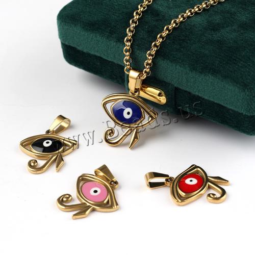 Evil Eye Pendants 304 Stainless Steel gold color plated DIY & evil eye pattern & enamel Sold By PC