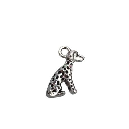 In lega di zinco animali pendenti, lega in zinco, Cane, placcato argento antico, DIY, colore originale, 100PC/lotto, Venduto da lotto