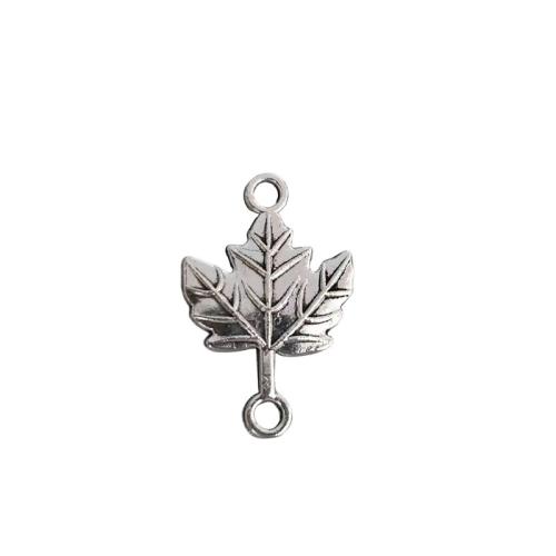 Conector de liga de zinco, Maple Leaf, banho de cor prata antiga, DIY, cor original, 100PCs/Lot, vendido por Lot