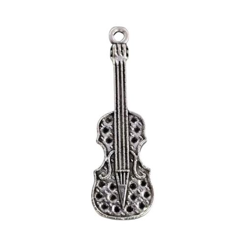 Instrument de musique en forme de pendentifs en alliage de Zinc, guitare, Plaqué de couleur d'argent, DIY, couleur originale, 100PC/lot, Vendu par lot