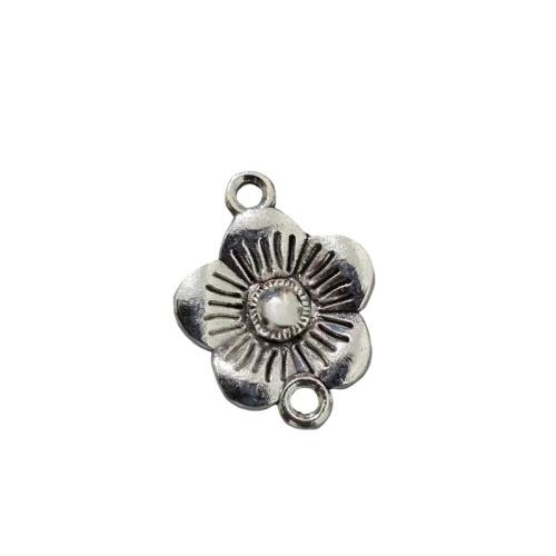 Flower Alloy Sinc nascóirí, Sinc Alloy, peitil, dath airgid antique plátáilte, DIY, dath bunaidh, 100ríomhairí pearsanta/Lot, Díolta De réir Lot