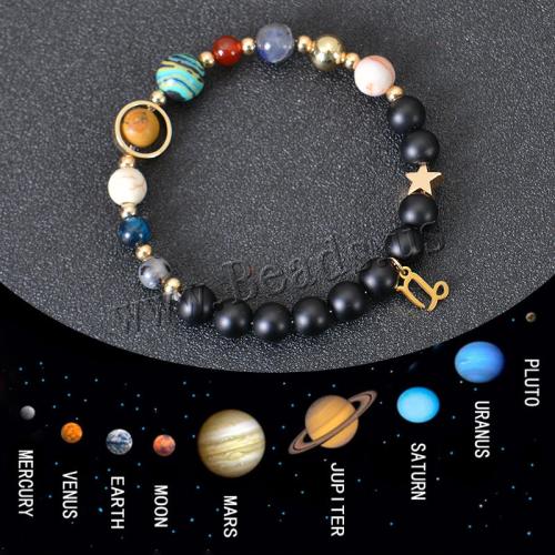 Bracelets de pierres précieuses, Obsidienne, avec Abrazine Stone & fil élastique & sodalite, unisexe & styles différents pour le choix, plus de couleurs à choisir, Vendu par PC