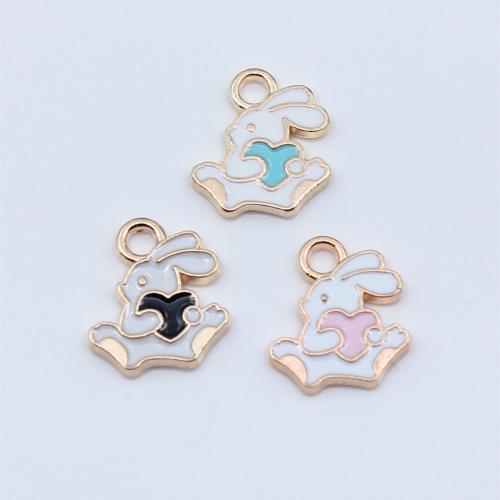 Zinc Alloy émail Pendants, alliage de zinc, lapin, Placage, DIY, plus de couleurs à choisir, 13x12mm, Vendu par PC