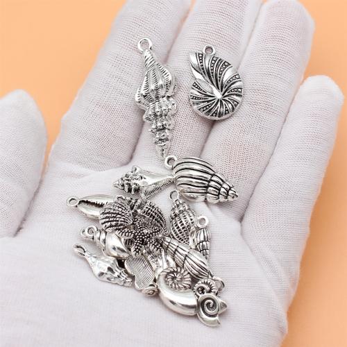 Sinc Alloy nascóirí, Conch, dath airgid antique plátáilte, DIY & 1/1 lúb, 21PC/Mála, Díolta De réir Mála