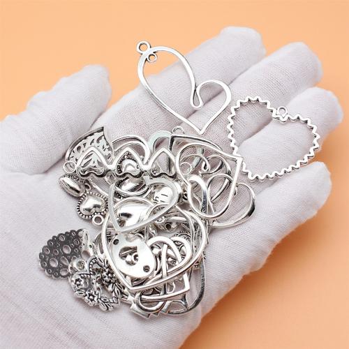 Heart Zinc Alloy Connector antique silver color plated DIY & 1/1 loop Sold By Bag