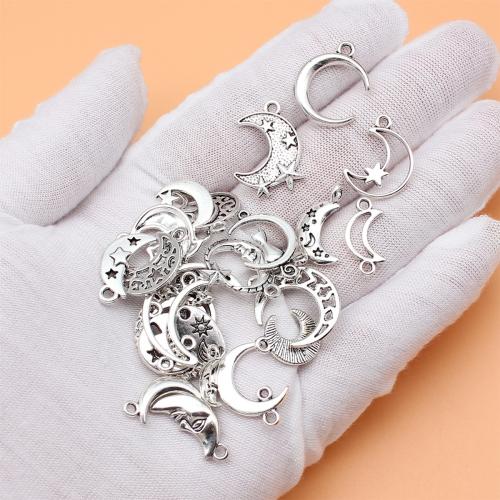 Zinc Alloy Connector Moon antique silver color plated DIY & 1/1 loop Sold By Bag