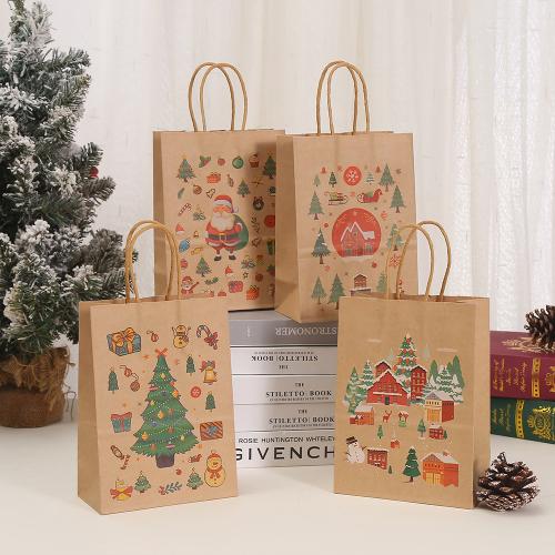 Kraft Christmas Gift Bag printing  & waterproof Sold By PC