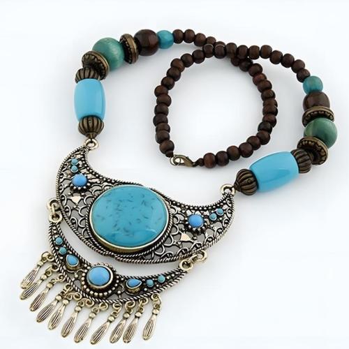 Resin Sweater Necklace with Zinc Alloy Bohemian style & for woman Length Approx 20-31.5 Inch Sold By PC