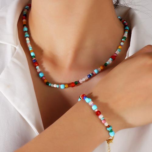 ensemble de bijoux de pierre gemme, Pierre naturelle, avec alliage de zinc, fait à la main, bijoux de mode & styles différents pour le choix & pour femme, multicolore, Vendu par PC