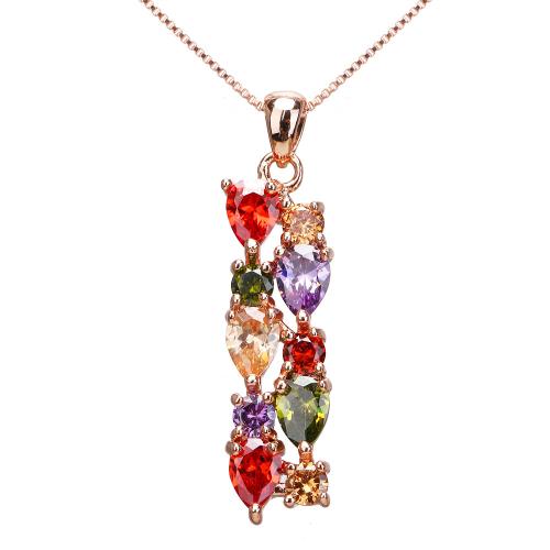 Collier en laiton cubique Zircon Micro Pave, avec 5cm chaînes de rallonge, bijoux de mode & pavé de micro zircon & pour femme, plus de couleurs à choisir, Longueur Environ 40 cm, Vendu par PC