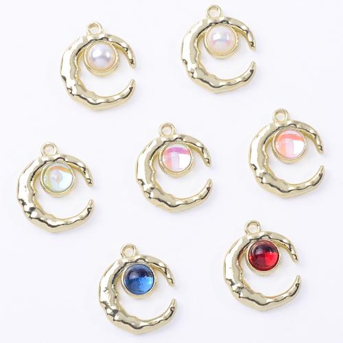 Zinc Alloy Moon Pendler, med Plastic, rack plating, du kan DIY, flere farver til valg, 19x16mm, 10pc'er/Bag, Solgt af Bag