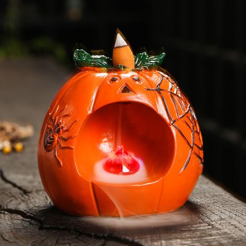 Queimador de incenso Backflow de porcelana, resina, metade handmade, Design de Halloween & para casa e escritório & Sustentável & com luz LED, Mais cores pare escolha, 108x100x105mm, vendido por PC