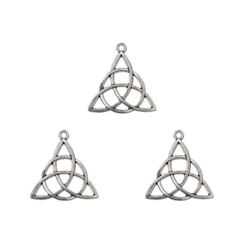 Pendentifs en alliage de zinc, triangle, Plaqué de couleur d'argent, DIY, protéger l'environnement, sans nickel, plomb et cadmium, 29x30mm, Environ 100PC/sac, Vendu par sac