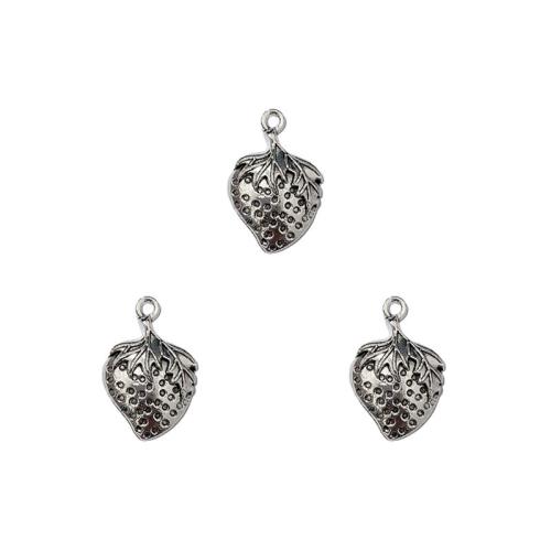 Zink Alloy Fruit Shape Hängen, Jordgubbe, antik silver pläterad, DIY, nickel, bly och kadmium gratis, 15x24mm, Ca 100PC/Bag, Säljs av Bag