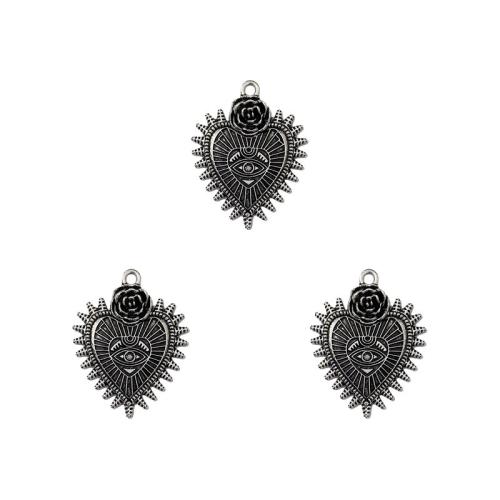 Zinc Alloy Heart Pendants antique silver color plated DIY nickel lead & cadmium free Approx Sold By Bag