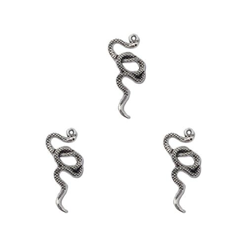 Zink Alloy Animal Hängen, Snake, antik silver pläterad, DIY, nickel, bly och kadmium gratis, 15x30mm, Ca 100PC/Bag, Säljs av Bag