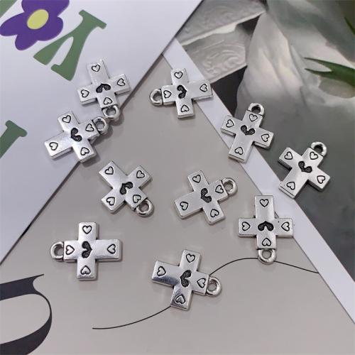 Zink Alloy Cross Hängen, antik silver pläterad, DIY, nickel, bly och kadmium gratis, 13x16mm, 100PC/Bag, Säljs av Bag