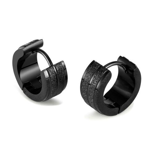 Huggie Anneau d'oreille, Acier inoxydable 304, Rond, Placage, pour homme & givré, noire, 13x6mm, Vendu par paire