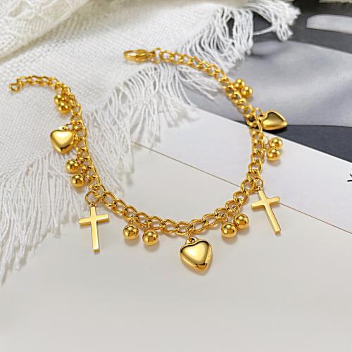 Fashion Jewelry Anklet, Acier titane, avec 3CM chaînes de rallonge, Placage de couleur d'or, pour femme, Longueur 22 cm, Vendu par PC